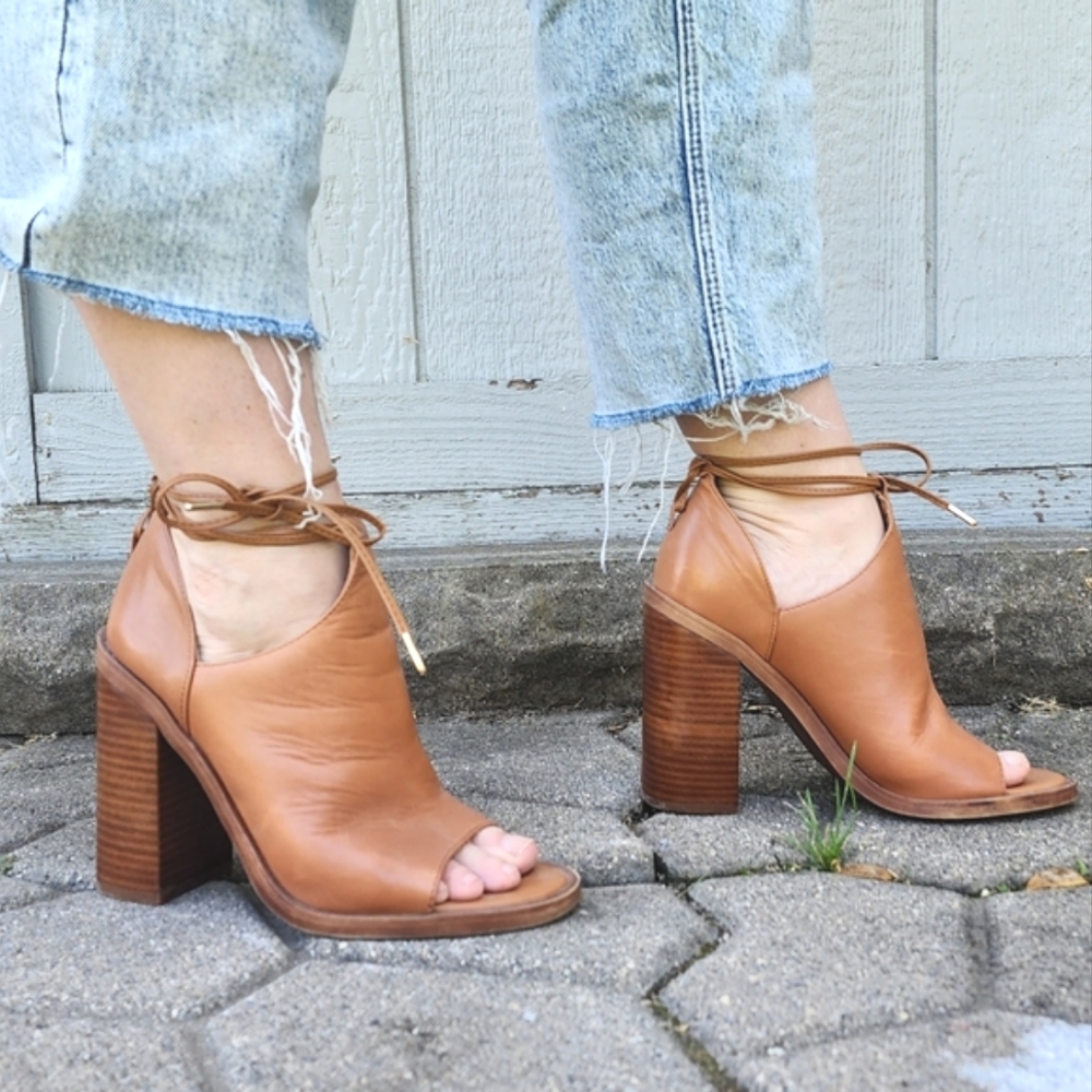 Windsor Smith Tiara Tan Leather High-heeled Booties